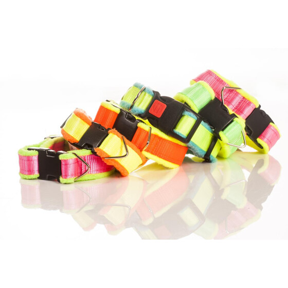 Halsband neon aus Gurtband, gepolstert mit Fleece