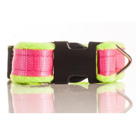 Halsband neon aus Gurtband, gepolstert mit Fleece