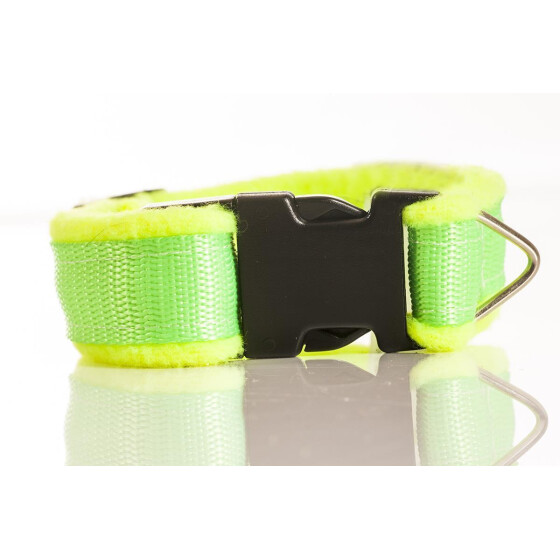Halsband neon aus Gurtband, gepolstert, Farbe: gelb (Polster), grün (Gurtband) Breite: 30mm