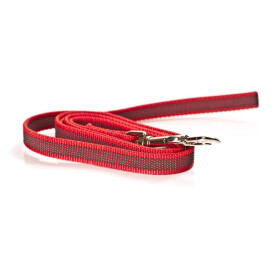 Leine, gummiert, 15mm breit, rot, ohne Handschlaufe, 3m lang