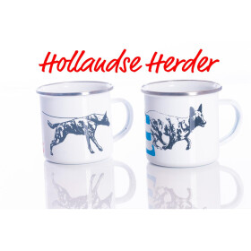 Emaille-Tasse 0,3l mit Hundesportmotiv, zweifarbig