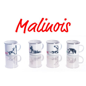 Emaille-Tasse 0,3l mit Hundesportmotiv, zweifarbig