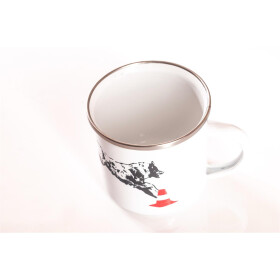 Emaille-Tasse 0,3l mit Hundesportmotiv, zweifarbig