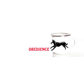 Emaille-Tasse 0,3l mit Hundesportmotiv, zweifarbig