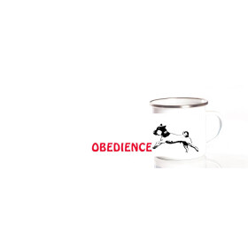 Emaille-Tasse 0,3l mit Hundesportmotiv, zweifarbig