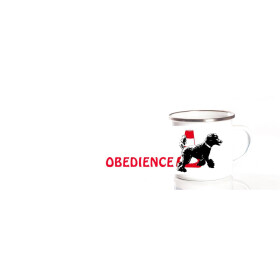 Emaille-Tasse 0,3l mit Hundesportmotiv, zweifarbig