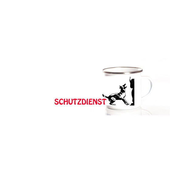 Emaille-Tasse 0,3l mit Hundesportmotiv, zweifarbig, Sportart Gebrauchshundesport (VPG), verbellen: Rasse Malinois