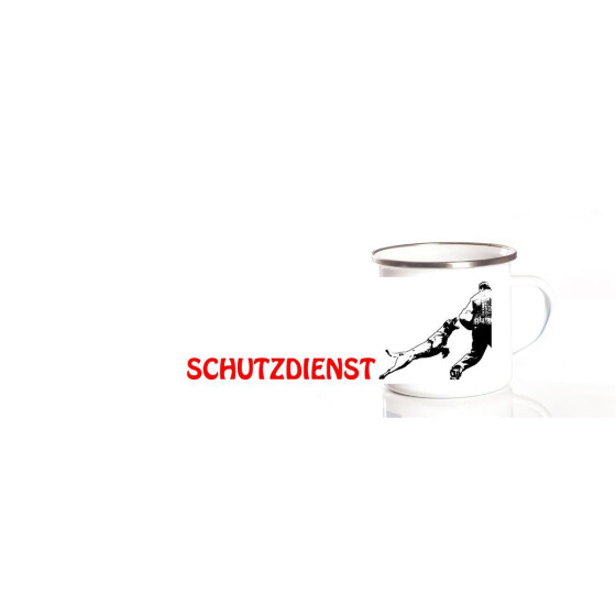Emaille-Tasse 0,3l mit Hundesportmotiv, zweifarbig, Sportart Gebrauchshundesport (VPG), beißen: Rasse Malinois