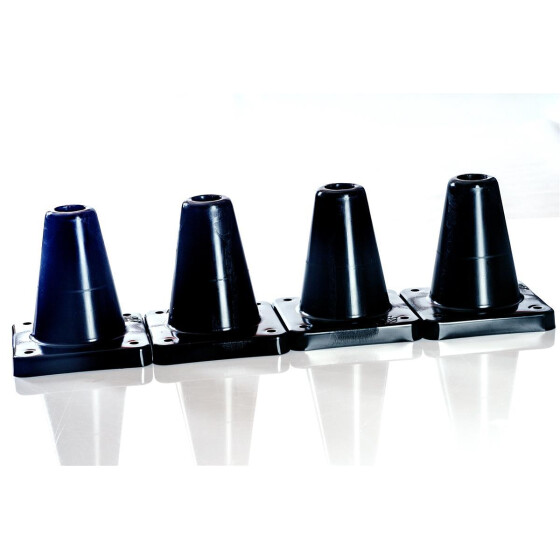 4 Stück Box-Pylone mittelschwer, offen, gerundete Kanten im Set, Farbe schwarz: Banderole ohne