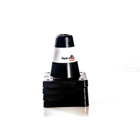 4 Stück Box-Pylone mittelschwer, offen, gerundete Kanten im Set, Farbe schwarz: Banderole weiss