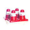 4 Stück Box-Pylone mittelschwer, offen, gerundete Kanten im Set, Farbe rot: Banderole weiss