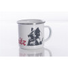 Emaille-Tasse 0,3l mit Hunderasse, zweifarbig, rot-weiß