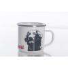 Emaille-Tasse 0,3l mit Hunderasse, zweifarbig, rot-weiß