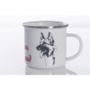 Emaille-Tasse 0,3l mit Hunderasse, zweifarbig, rot-weiß Schäferhund