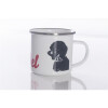 Emaille-Tasse 0,3l mit Hunderasse, zweifarbig, rot-weiß Kleinpudel