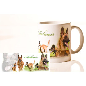 Tasse mit Rasseaufdruck Malinois, rechtshänder