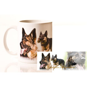 Tasse mit Rasseaufdruck Deutscher-Schäferhund, linkshänder