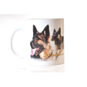 Tasse mit Rasseaufdruck Deutscher-Schäferhund, linkshänder