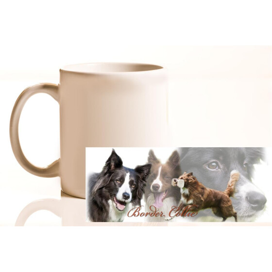 Tasse mit Rasseaufdruck Border-Collie, linkshänder