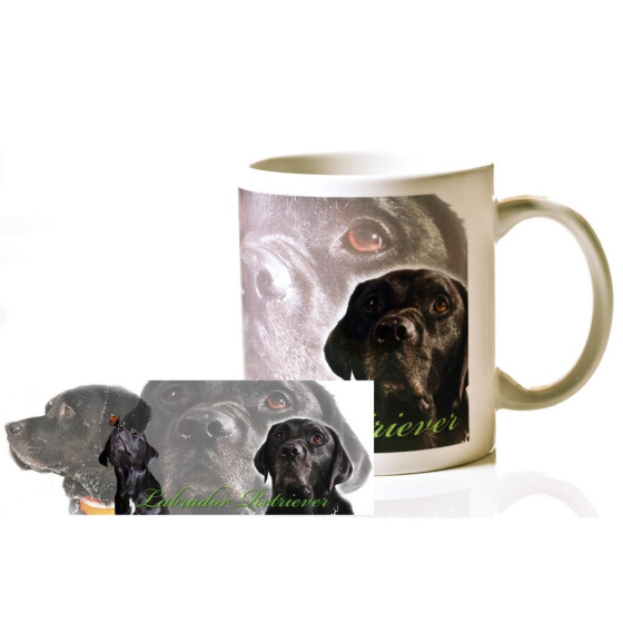 Tasse mit Rasseaufdruck Labrador-schwarz, rechtshänder