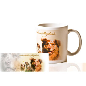 Tasse mit Rasseaufdruck Australien-Shepherd, rechtshänder