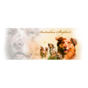 Tasse mit Rasseaufdruck Australien-Shepherd, rechtshänder