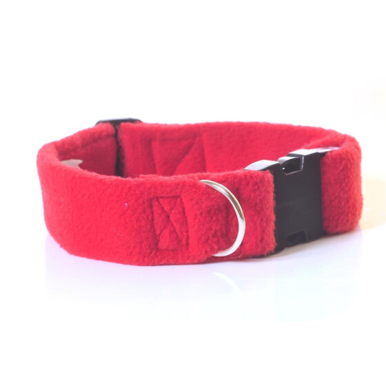 Halsband,4cm breit, rot, Gurtband bezogen mit kuscheligem Fleece-Stoff