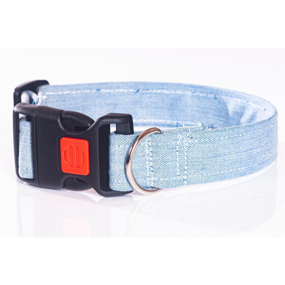Hundehalsband Jeans in verschiedenen Designs hellblau-used/washed 30mm