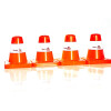4 Stück Box-Pylone mittelschwer, offen, gerundete Kanten im Set neonorange (RAL 2005) weisse Banderole