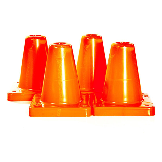 4 Stück Box-Pylone mittelschwer, offen, gerundete Kanten im Set neonorange (RAL 2005) ohne Banderole