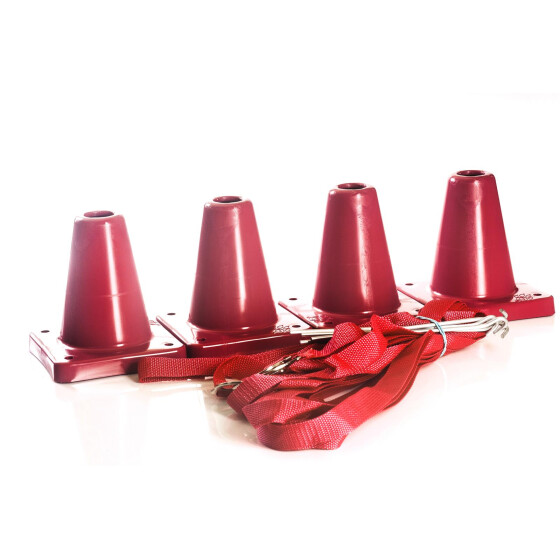 Boxset aus Boxband und 4 Pylonen rot mit rotem Boxband