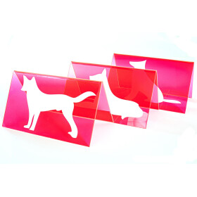 Schilderset für Obedience mit Sitz, Platz, Steh-Symbolen neonrot Acrylglas