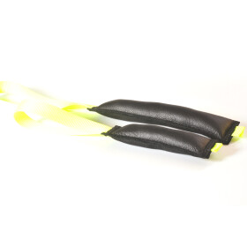 Beißwurst, Leder, schwarz o. weiß mit neon Handschlaufe in zwei Größen