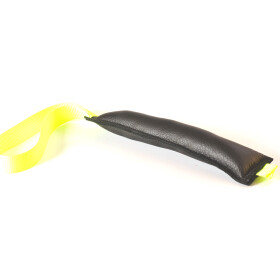 Beißwurst, Leder, schwarz o. weiß mit neon Handschlaufe in zwei Größen