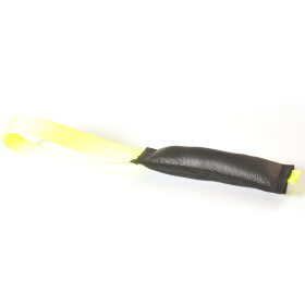 Beißwurst, Leder, schwarz o. weiß mit neon Handschlaufe in zwei Größen