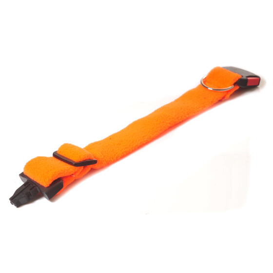 Halsband, Gurtband bezogen mit Fleece 4cm neonorange