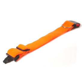 Halsband, Gurtband bezogen mit Fleece 4cm neonorange
