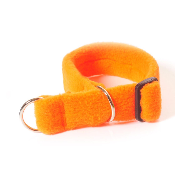 Zugstop-Halsband aus Gurtband mit Fleece bezogen 30mm neonorange