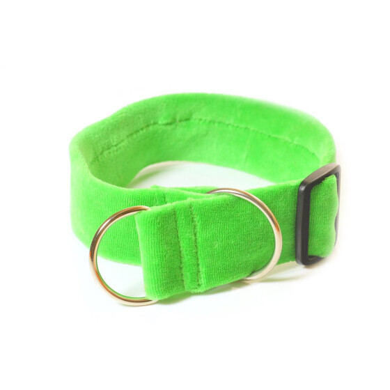 Zugstop-Halsband aus Gurtband mit Nicki-Stoff bezogen 40mm grasgrün - nicki