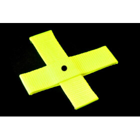 Kreuz, Target aus Gurtband ca. 10x10 cm, 25mm breit neongelb