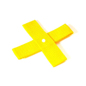 Kreuz, Target aus Gurtband ca. 10x10 cm, 25mm breit gelb
