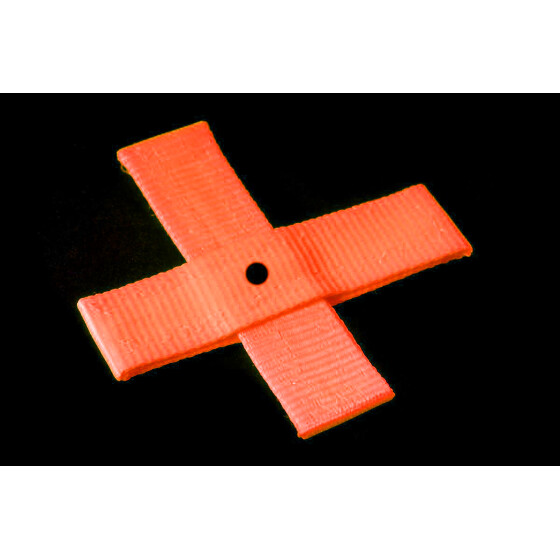 Kreuz, Target aus Gurtband ca. 10x10 cm, 25mm breit neonorange