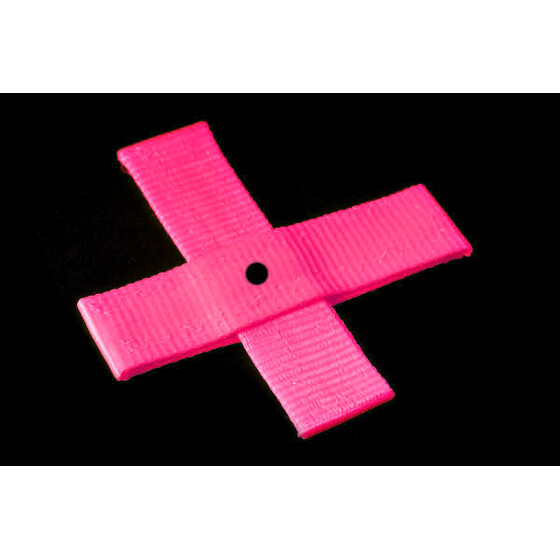 Kreuz, Target aus Gurtband ca. 10x10 cm, 25mm breit neonpink