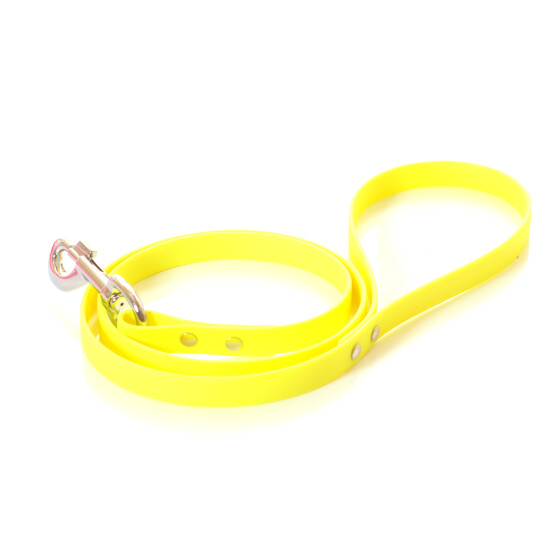 Biothane-Hundeleine, 16mm neongelb 1,2m, mit Handschlaufe