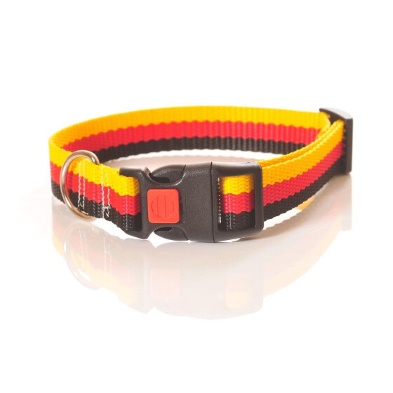 Halsband aus Gurtband, schwarz-rot-gold, 25mm breit Click-Verschluss