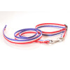 Halsband und Leine aus Gurtband, blau-weiß-rot, 20mm breit Zugstop