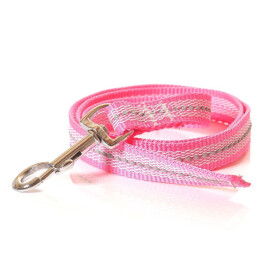 Leine, gummiert, reflektierend, 1m, pink
