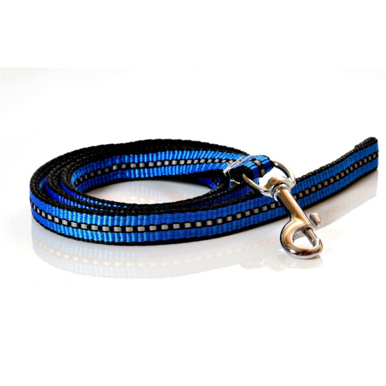 Leine, mit Reflektorstreifen, 1m lang, 15mm breit, azurblau