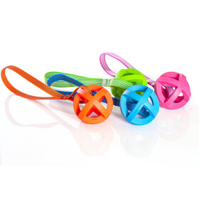 Vollgummi-Gitterball, 9cm, am Band