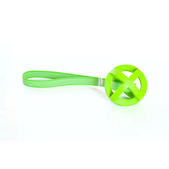 Vollgummi-Gitterball, 9cm, am Band grün